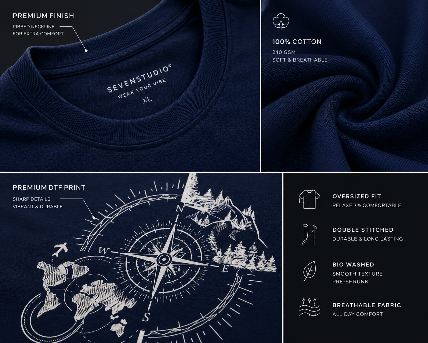 KARMA – Oversized Graphic T-Shirt | Navy Blue - Image 3