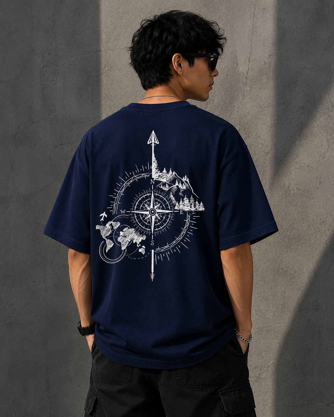 KARMA – Oversized Graphic T-Shirt | Navy Blue - Image 2