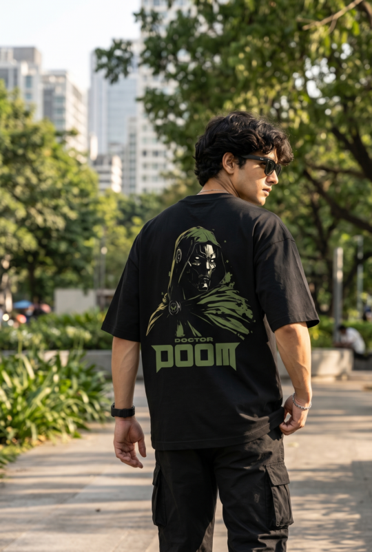 Doctor Doom Graphic Oversized Black T-Shirt